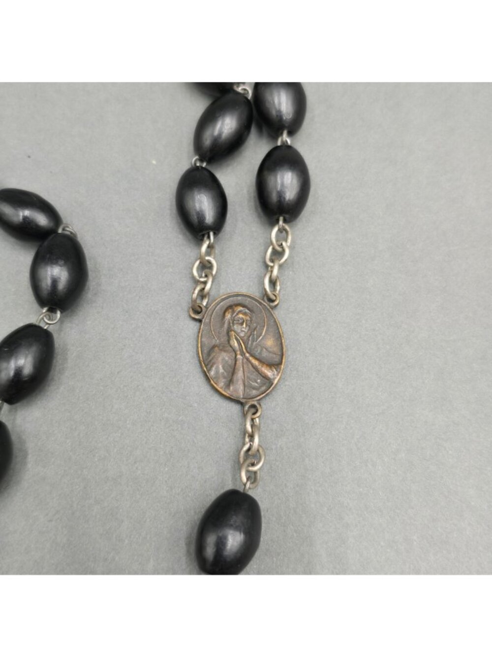 Vintage Belt Habit Rosary Black Wooden Beads Italy Catholic Nun Monk Monastic - Picture 3 of 14